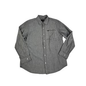 Hurley men's grey button down casual distressed‎ shirt sz XL